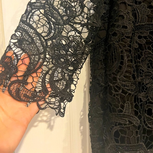 Zara Guipur black top. 3/4 sleeves. Lined from bust line down - Picture 1 of 4